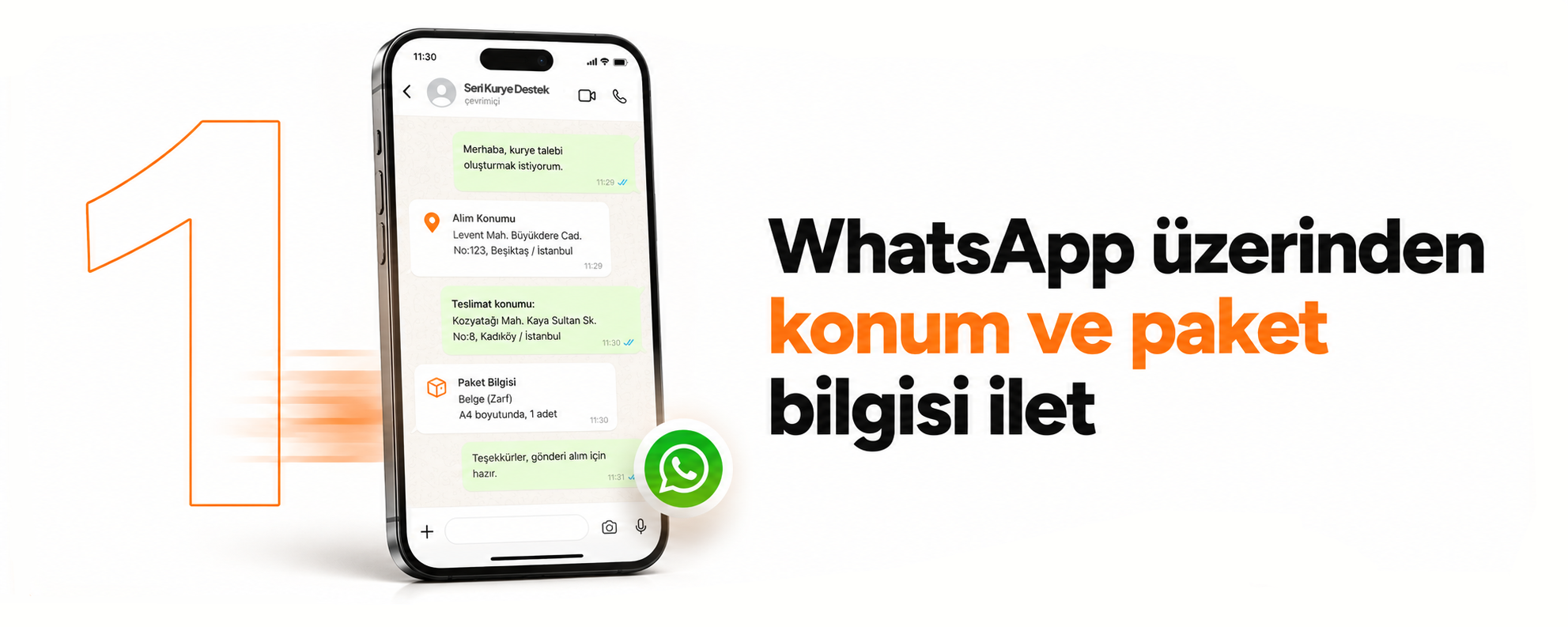 WhatsApp üzerinden konum ve paket bilgisi ilet
